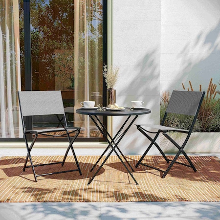 Flash Furniture Brazos Folding Chairs w/Gray Flex Comfort Material Backs and Seats and Black Metal Frames, 2PK TLH-SC-097-GRY-02-GG